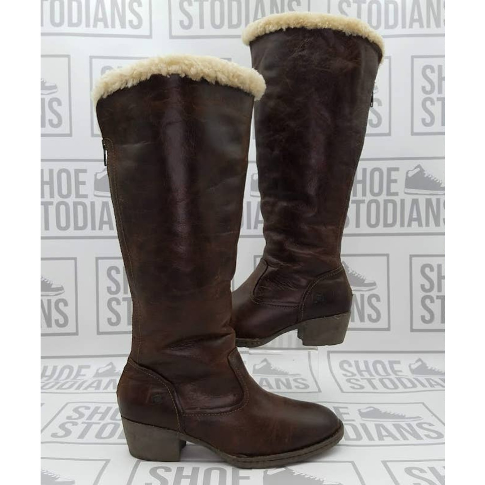 BORN ALEKSI SHERLING LEATHER BOOTS BROWN SIZE 9 WOMEN W12450